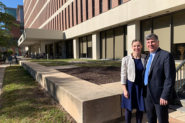 Dr. Lisa Cordes ’07 with Dean Philip Hall at the future site of the MUSC College of Pharmacy.