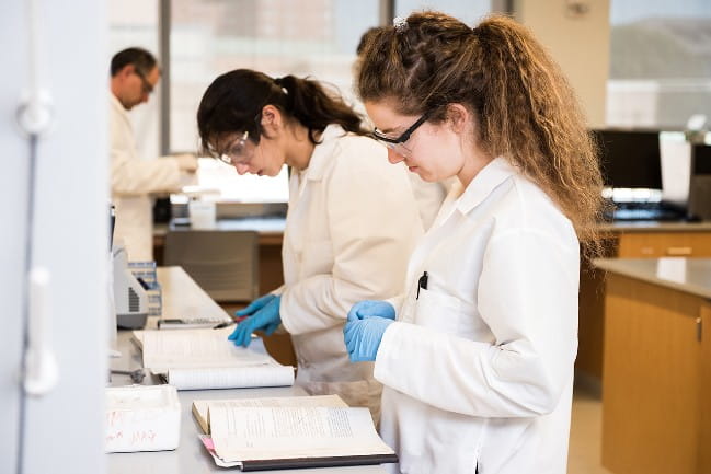 College of Charleston students in lab