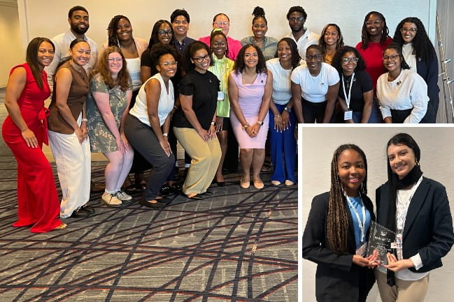 The national board elected at the 2024 SNPhA National Convention with inset of Zomaria Smith and Aisha Siddique, Walmart Prescription for Service top five finalists.